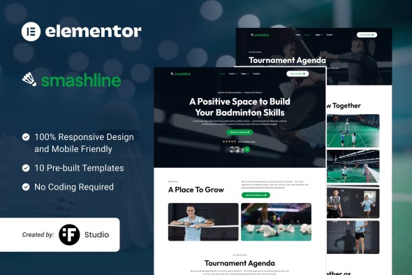 Smashline  – Badminton Club & Academy Elementor Template Kit