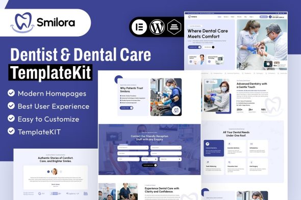 Smilora  – Dentist & Dental Care Elementor Template Kit