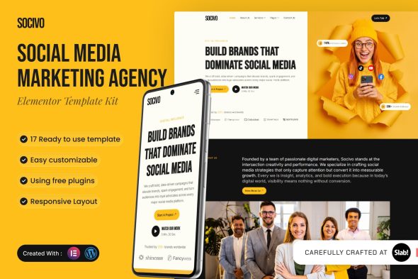 Socivo  – Social Media Marketing Agency Elementor Template Kit