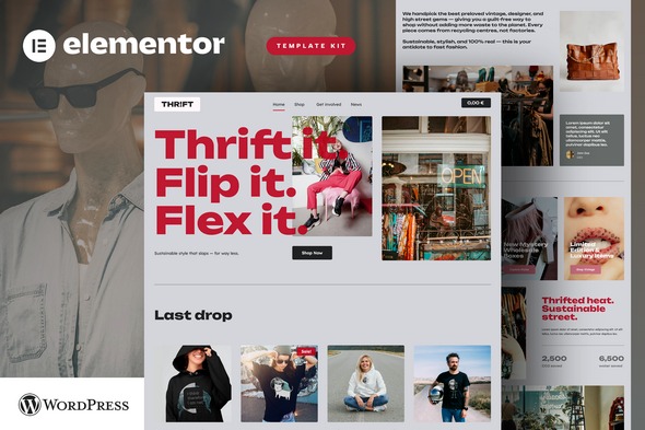 Thrift  – Vintage & Second Hand Shop Elementor Pro Template Kit