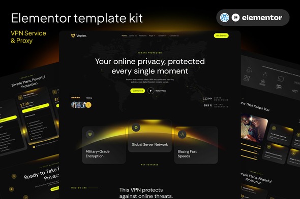 Vepien  – VPN Service & Proxy Elementor Template kit