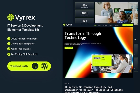 Vyrrex  – IT Service & Development Elementor Template Kit