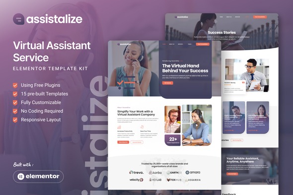 Assistalize  – Virtual Assistant Elementor Template Kit