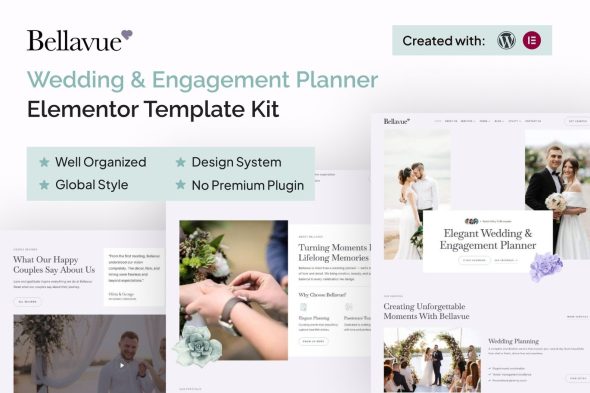 Bellavue  – Wedding & Engagement Planner Elementor Template Kit