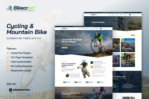 Bikecrest  – Cycling & Mountain Bike Elementor Template Kit