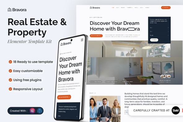 Bravora  – Real Estate & Property Elementor Template Kit