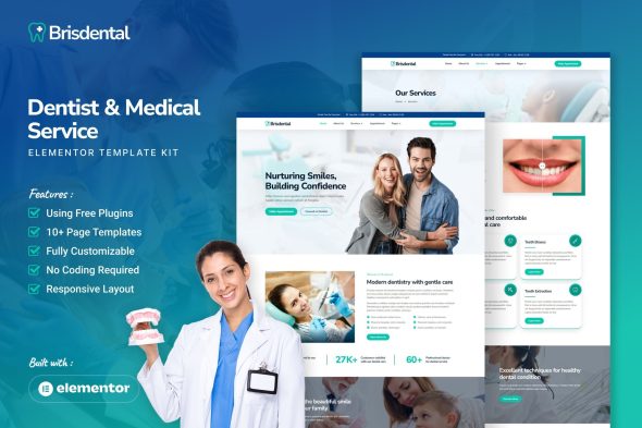Brisdental  – Dentist & Medical Service Elementor Template Kit