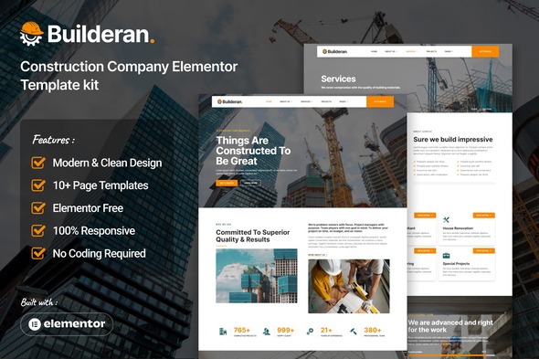 Builderan  – Construction Company Elementor Template kit