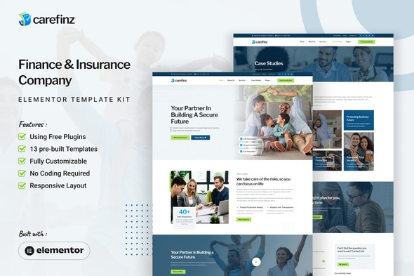 Carefinz  – Finance & Insurance Company Elementor Template Kit
