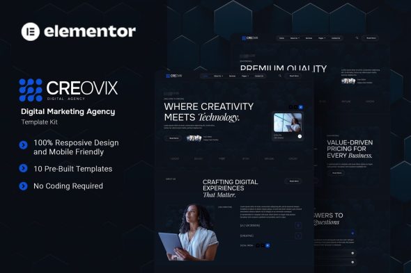 Creovix  – Digital Marketing Agency Elementor Template Kit