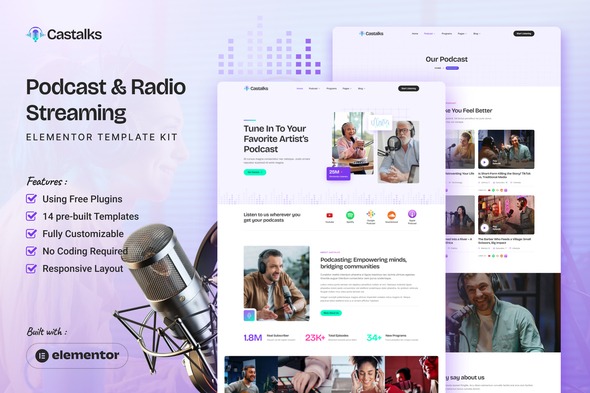 Castalks  – Podcast & Radio Streaming Elementor Template Kit