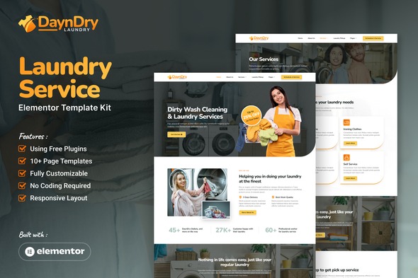 DaynDry  – Laundry Service Elementor Template Kit