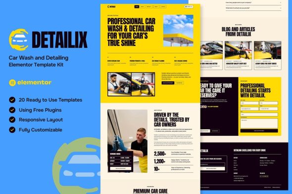 Detailix  – Car Wash and Detailing Service Elementor Template Kit