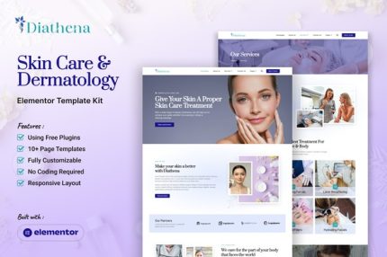 Diathena - Skin Care & Dermatology Elementor Template Kit