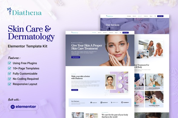 Diathena  – Skin Care & Dermatology Elementor Template Kit