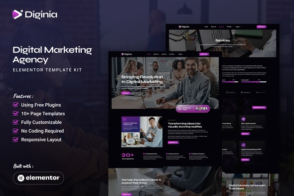 Diginia  – Digital Marketing Agency Elementor Template Kit