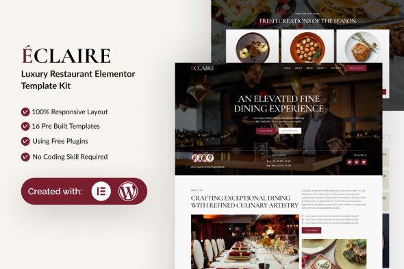 Eclaire  – Luxury Restaurant Elementor Template Kit