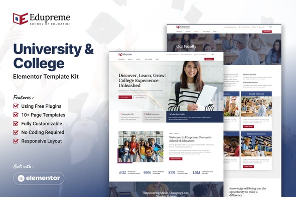 Edupreme  – University & College Elementor Template Kit