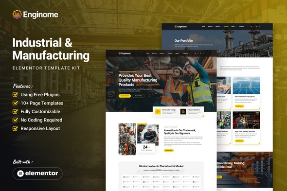 Enginome  – Industrial & Manufacturing Elementor Template Kit