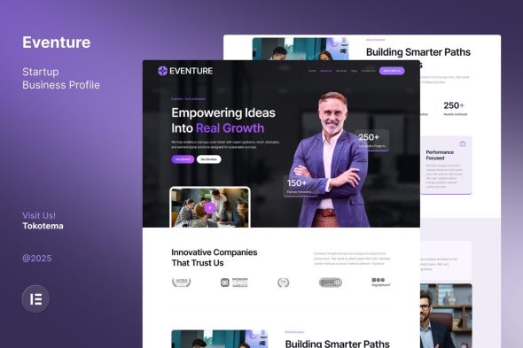 Eventure  – Startup Business Company Profile Website Elementor Template Kit