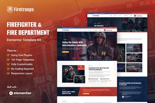 Firetroops  – Firefighter & Fire Department Elementor Template Kit
