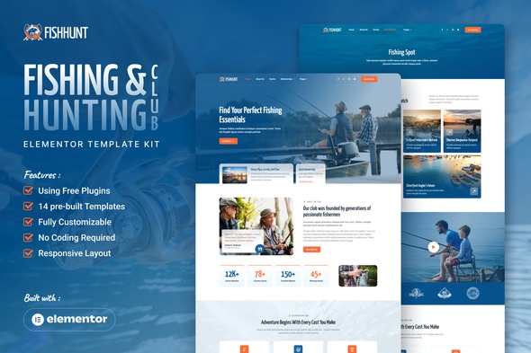Fishhunt  – Fishing & Hunting Club Elementor Template Kit