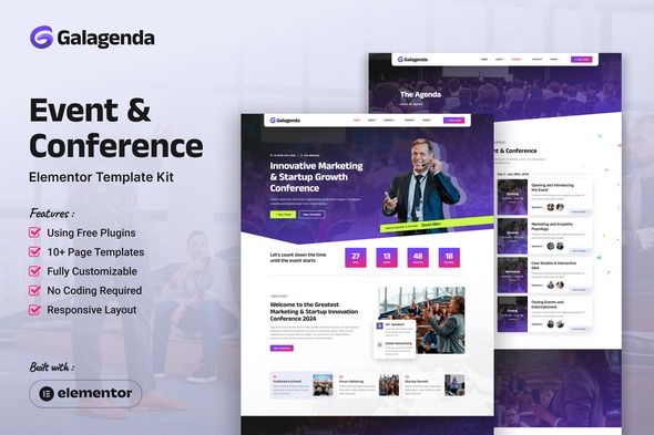 Galagenda  – Event & Conference Elementor Template Kit
