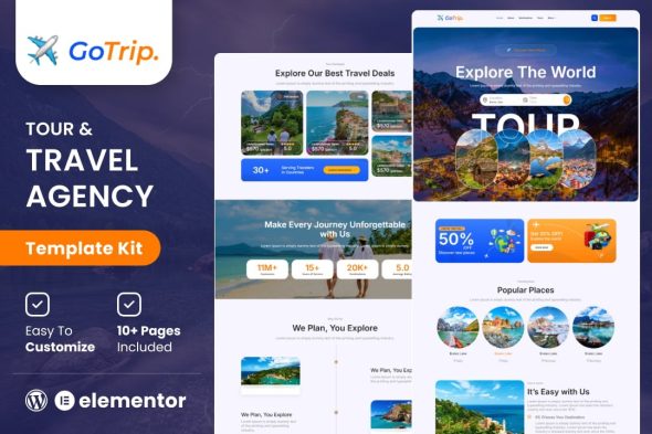 GoTrip  – Tour & Travel Agency Elementor Template Kit