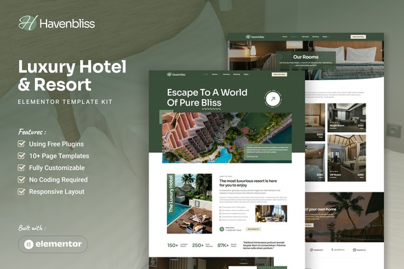 Havenbliss  – Luxury Hotel & Resort Elementor Template Kit