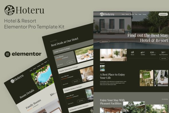 Hoteru  – Hotel & Resort Elementor Pro Template Kit