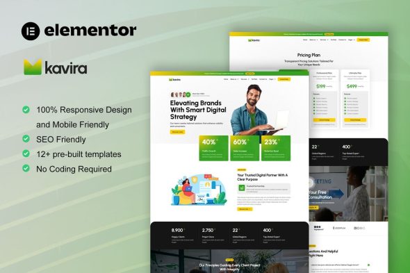 Kavira  – Digital Marketing Agency Elementor Pro Template Kit