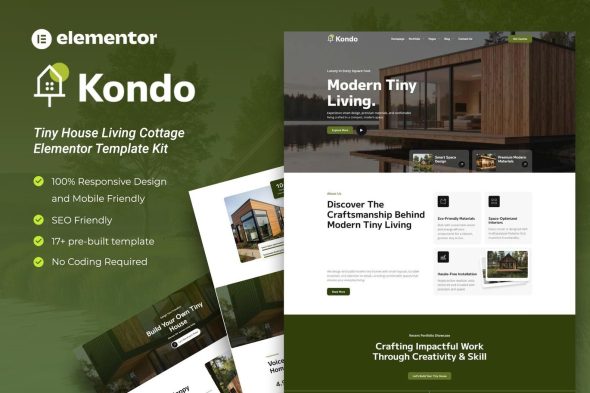 Kondo  – Tiny House Living Cottage Elementor Template Kit