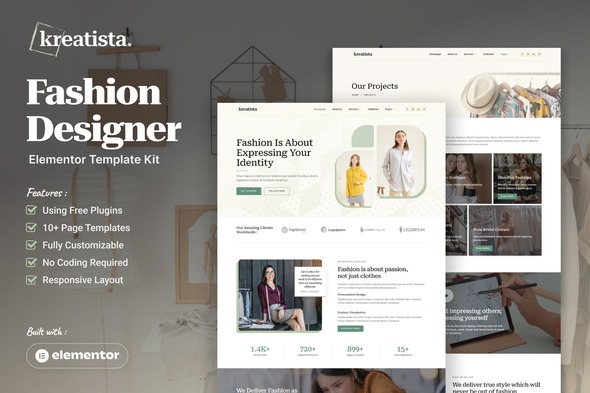 Kreatista  – Fashion Designer Elementor Template Kit
