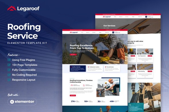 Legaroof  – Roofing Service Elementor Template Kit