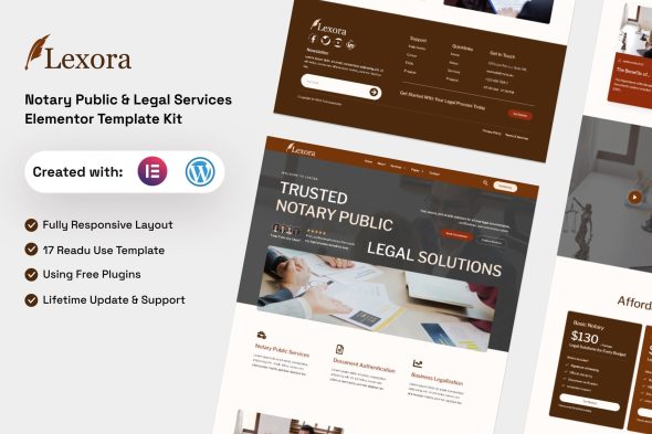 Lexora  – Notary Public & Legal Services Elementor Template Kit