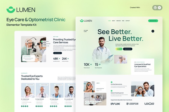 Lumen  – Eye Care & Optometrist Clinic Elementor Template Kit