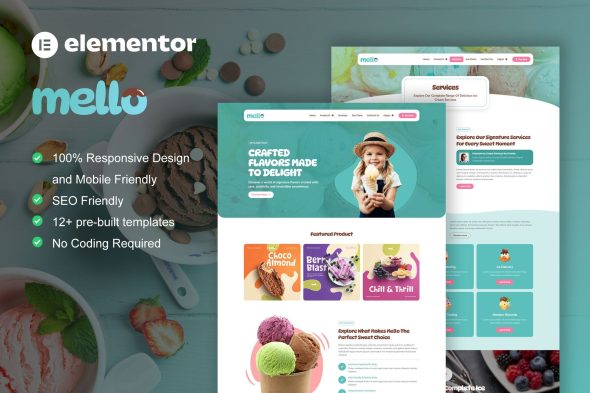 Mello  – Ice Cream Shop & Company Elementor Template Kit