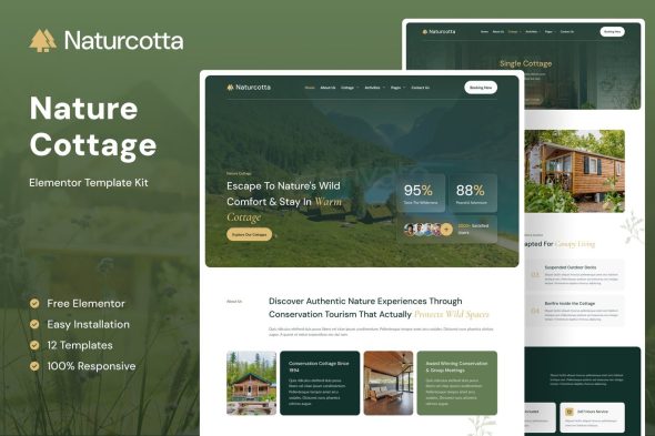 Naturcotta  – Nature Cottage Elementor Template Kit