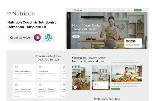 Nutricon  – Nutrition Coach & Nutritionist Elementor Template Kit