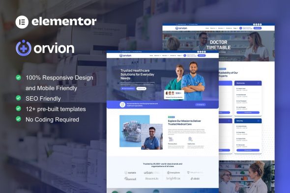 Orvion  – Pharmacy & Medical Service Elementor Pro Template Kit