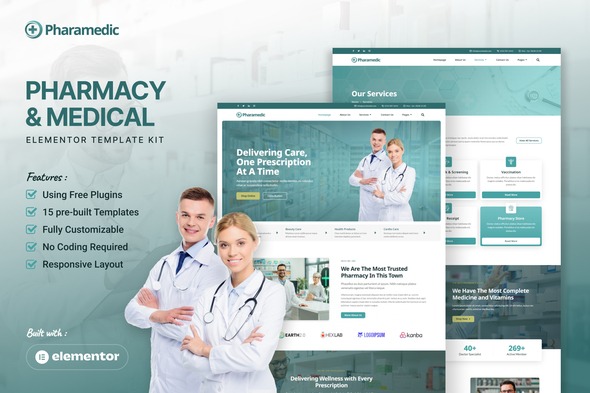 Pharamedic  – Pharmacy & Medical Elementor Template Kit