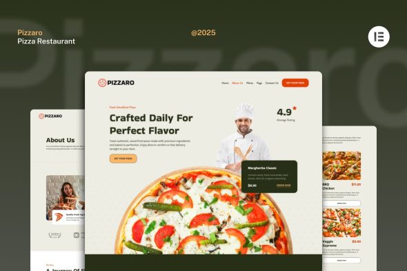 Pizzaro  – Pizza Restaurant & Delivery Services Website Elementor Template Kit