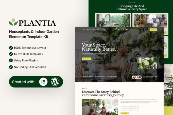 Plantia  – Houseplants & Indoor Garden Elementor Template Kit