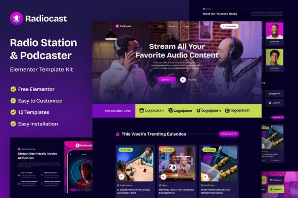 Radiocast  – Radio Station & Podcaster Elementor Template Kit