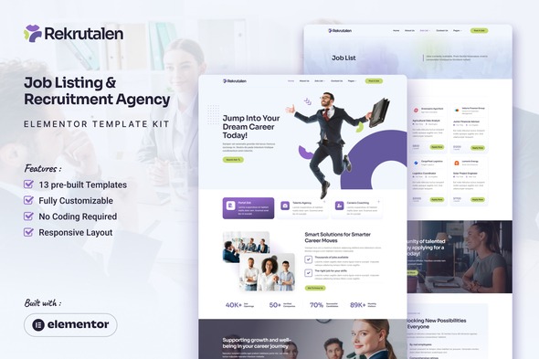 Rekrutalen  – Job Listing & Recruitment Agency Elementor Pro Template Kit