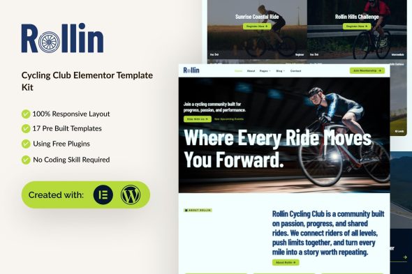 Rollin  – Cycling Club Elementor Template Kit