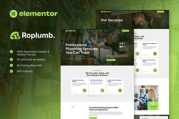 Roplumb  – Plumbing Service Elementor Template Kit
