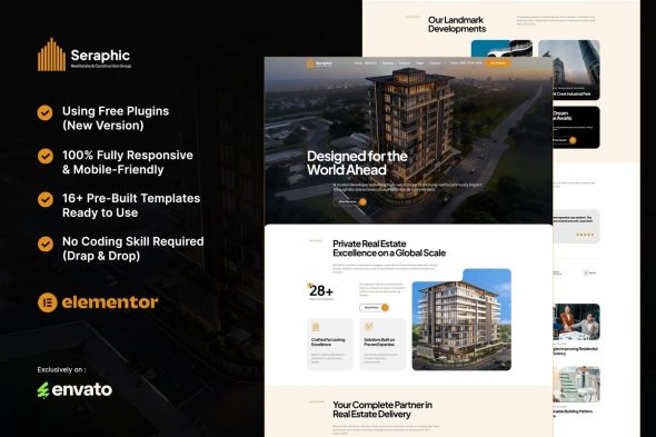 Seraphic  – Real Estate & Construction Group Elementor Template Kit