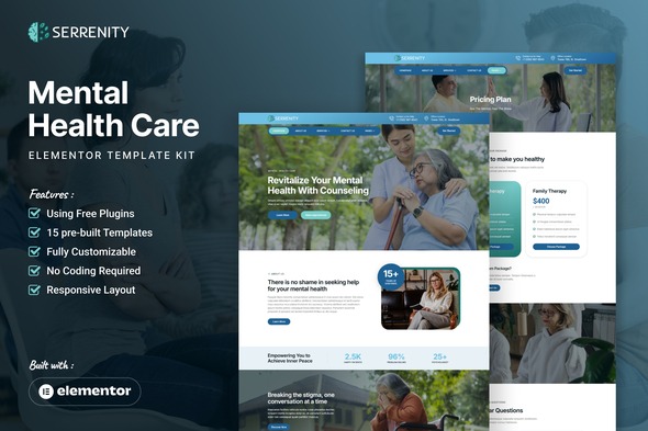 Serrenity  – Mental Health Care Elementor Template Kit