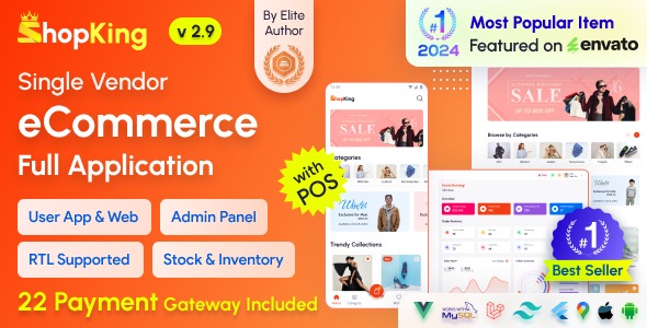 ShopKing 2.9 – eCommerce App with Laravel Website & Admin Panel with POS | Inventory Management